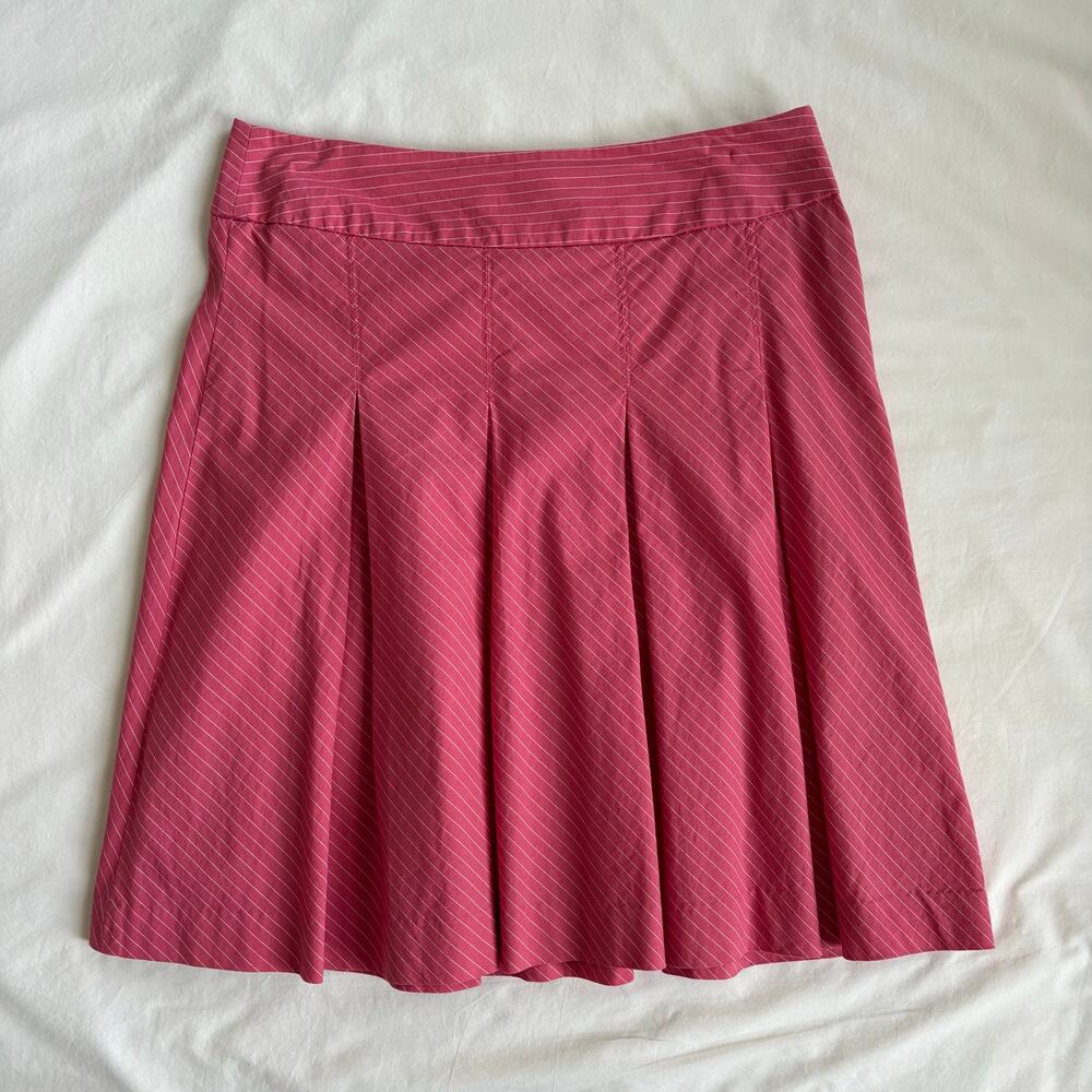 Y2K low rise Pink Pinstripe Pleated Midi Skirt by old navy - Size 6